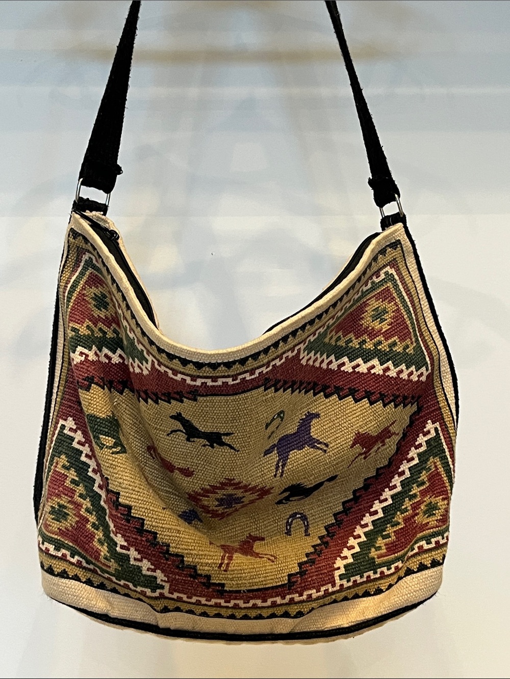 Horses Shoulder Bag Handwoven Western Zip Top El Paso Saddle Blanket Co - Picture 2 of 11